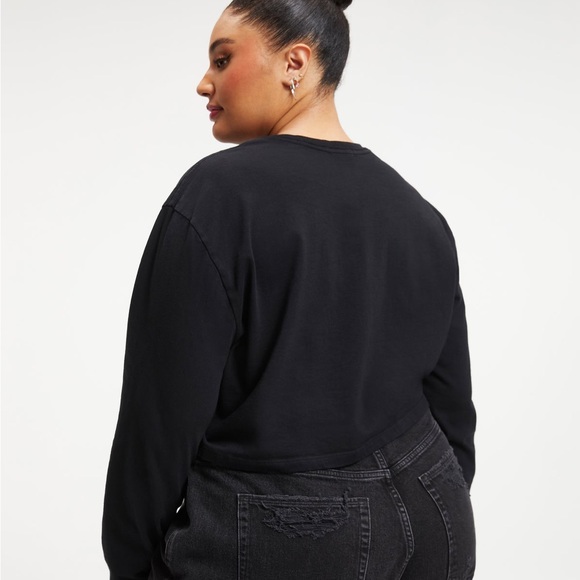 NWT Good American COTTON CROPPED LONG SLEEVE, Color: BLACK001, size 2XL - Picture 9 of 13